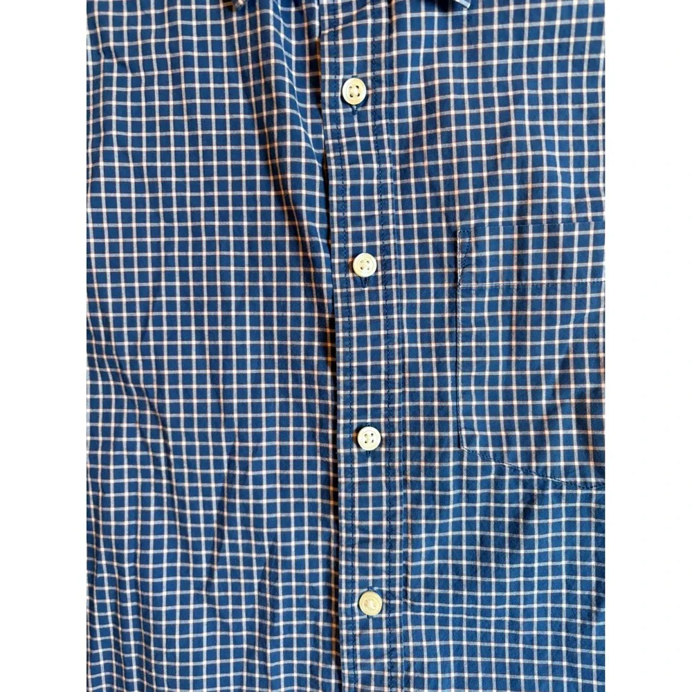 Banana Republic Organic Cotton Untucked Fit Button Down Shirt Blue‎ Plaid Size M